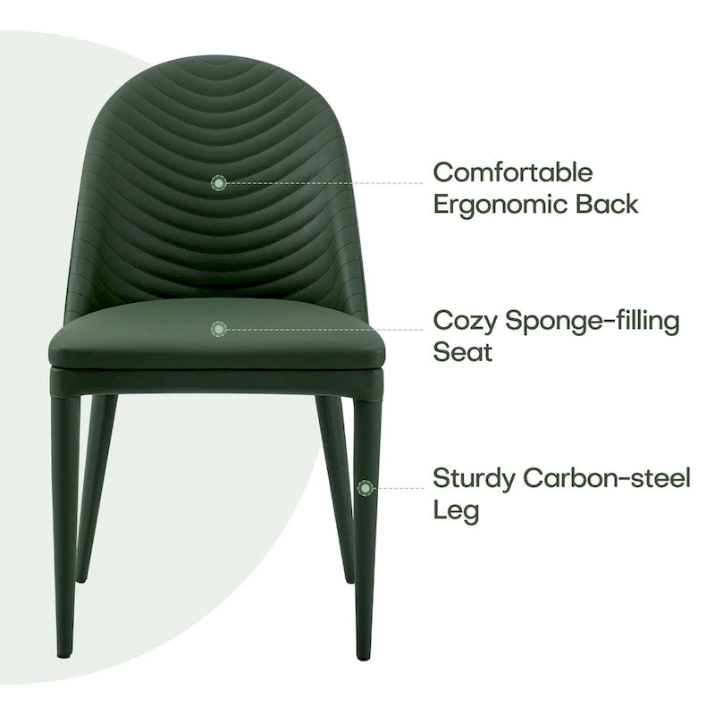 Fully Assembled Microfiber Leather Upholstered Dining Chairs, Set of 2 - 22.44D x 18.5W x 32.28H