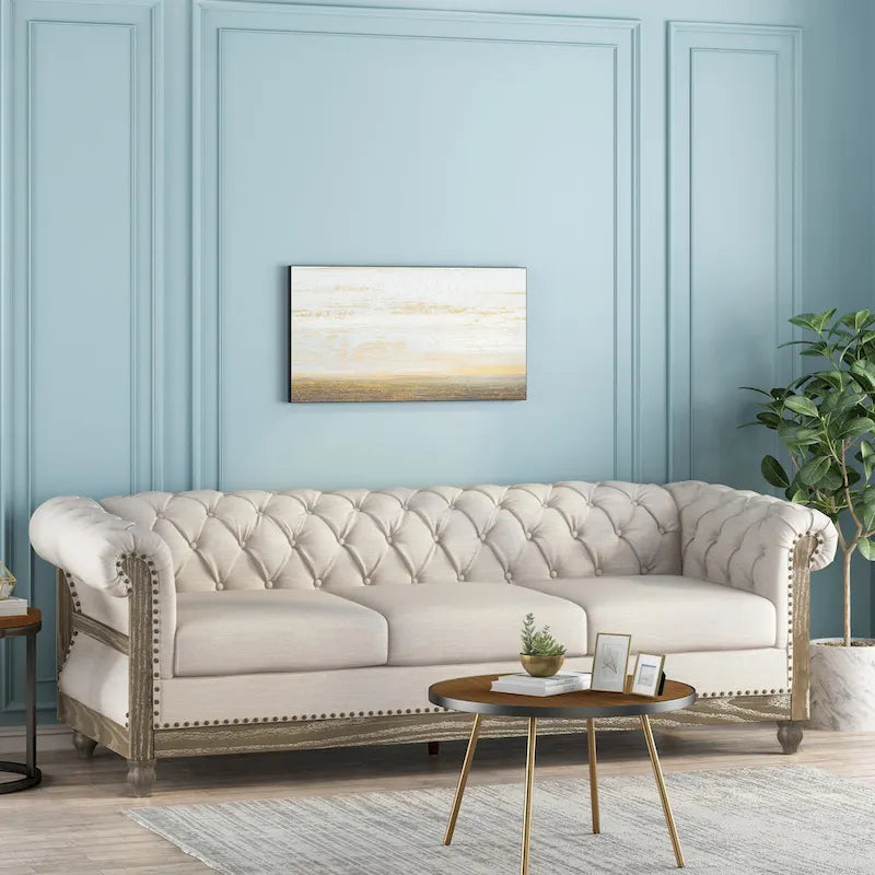 Saragus Chesterfield Sofa with Nailhead Trim by Christopher Knight Home - 85.50 L x 33.25 W x 28.50 H
