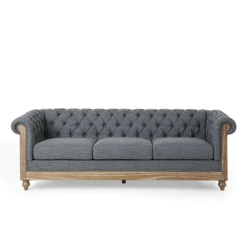 Saragus Chesterfield Sofa with Nailhead Trim by Christopher Knight Home - 85.50 L x 33.25 W x 28.50 H