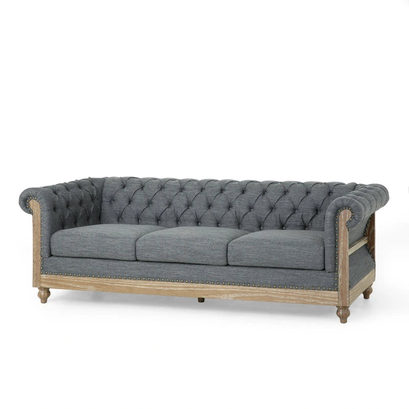Saragus Chesterfield Sofa with Nailhead Trim by Christopher Knight Home - 85.50 L x 33.25 W x 28.50 H