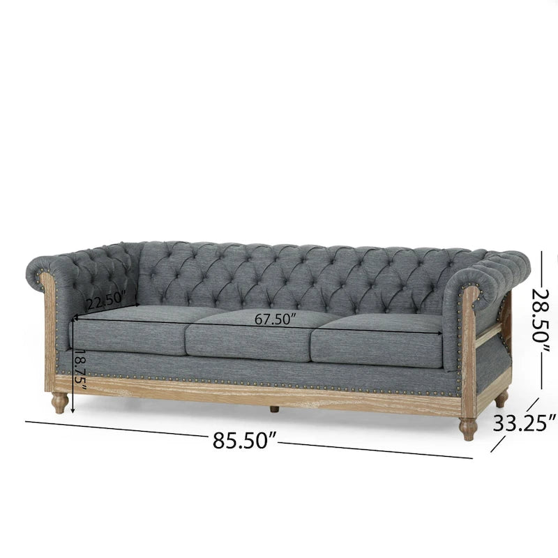 Saragus Chesterfield Sofa with Nailhead Trim by Christopher Knight Home - 85.50 L x 33.25 W x 28.50 H