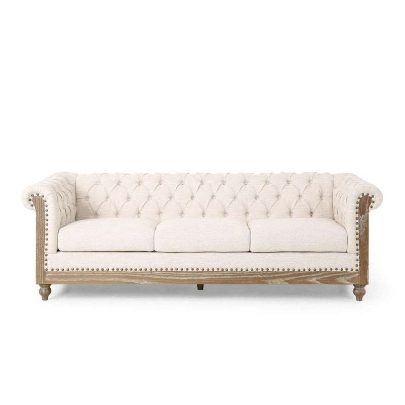 Saragus Chesterfield Sofa with Nailhead Trim by Christopher Knight Home - 85.50 L x 33.25 W x 28.50 H