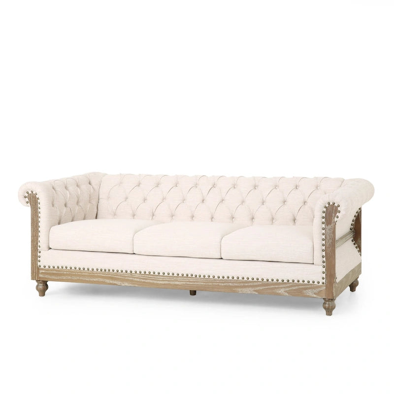 Saragus Chesterfield Sofa with Nailhead Trim by Christopher Knight Home - 85.50 L x 33.25 W x 28.50 H