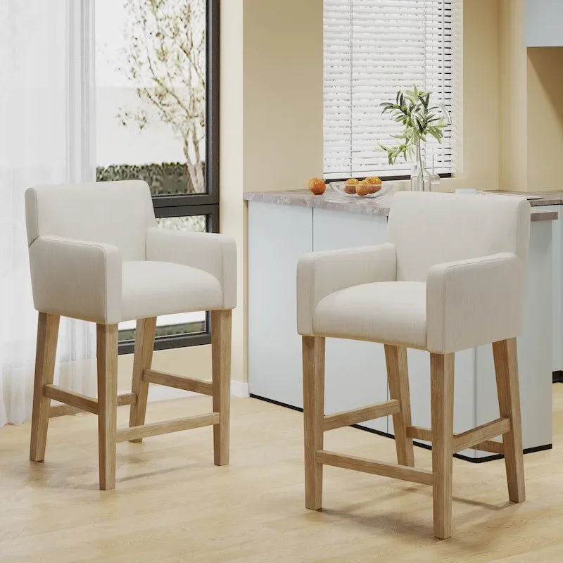 Armga Fabric Upholstered Wood 26 inch Counter Stools (Set of 2) by Christopher Knight Home