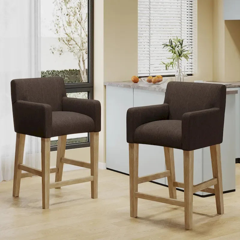 Armga Fabric Upholstered Wood 26 inch Counter Stools (Set of 2) by Christopher Knight Home