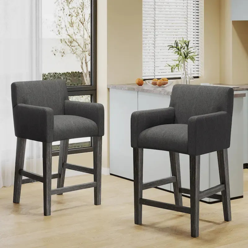 Armga Fabric Upholstered Wood 26 inch Counter Stools (Set of 2) by Christopher Knight Home