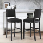 28 Inches Fabric Barstools Upholstered Bar stools Pub Chairs with Back and Silver Nailhead Trim Set of 2