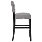 28 Inches Fabric Barstools Upholstered Bar stools Pub Chairs with Back and Silver Nailhead Trim Set of 2