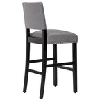 28 Inches Fabric Barstools Upholstered Bar stools Pub Chairs with Back and Silver Nailhead Trim Set of 2