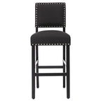 28 Inches Fabric Barstools Upholstered Bar stools Pub Chairs with Back and Silver Nailhead Trim Set of 2