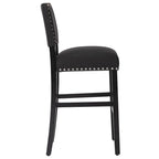 28 Inches Fabric Barstools Upholstered Bar stools Pub Chairs with Back and Silver Nailhead Trim Set of 2