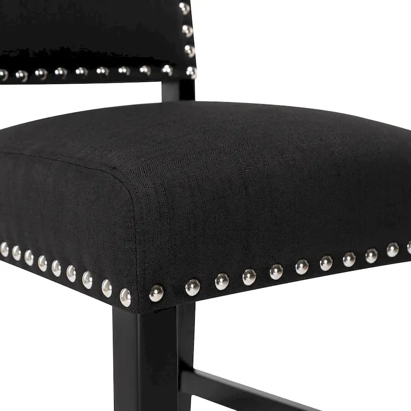 28 Inches Fabric Barstools Upholstered Bar stools Pub Chairs with Back and Silver Nailhead Trim Set of 2