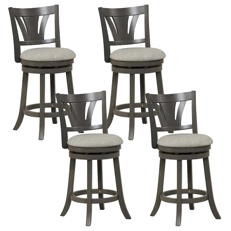1/2/4 PCS 26.5 Swivel Bar Stool Counter Height w/ Rubber Wood Legs
