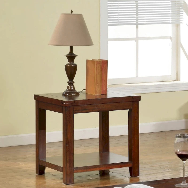 Llat Transitional Cherry 24-inch Solid Wood 1-Shelf Side Table by Furniture of America