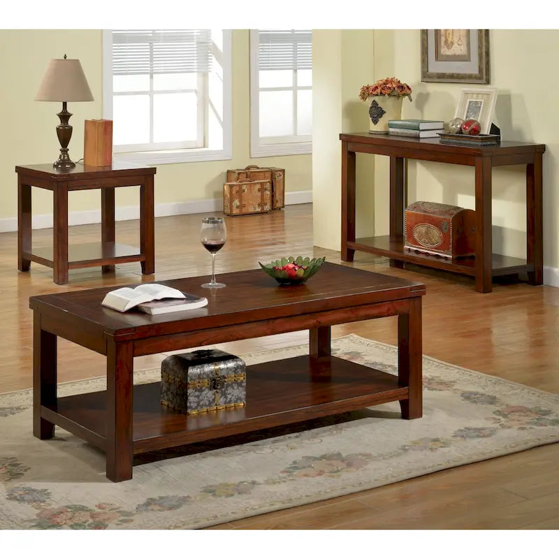 Llat Transitional Cherry 24-inch Solid Wood 1-Shelf Side Table by Furniture of America