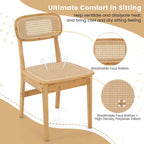 Rattan Accent Chairs Set of 2 Bamboo Frame Cane Woven Backrest &Seat