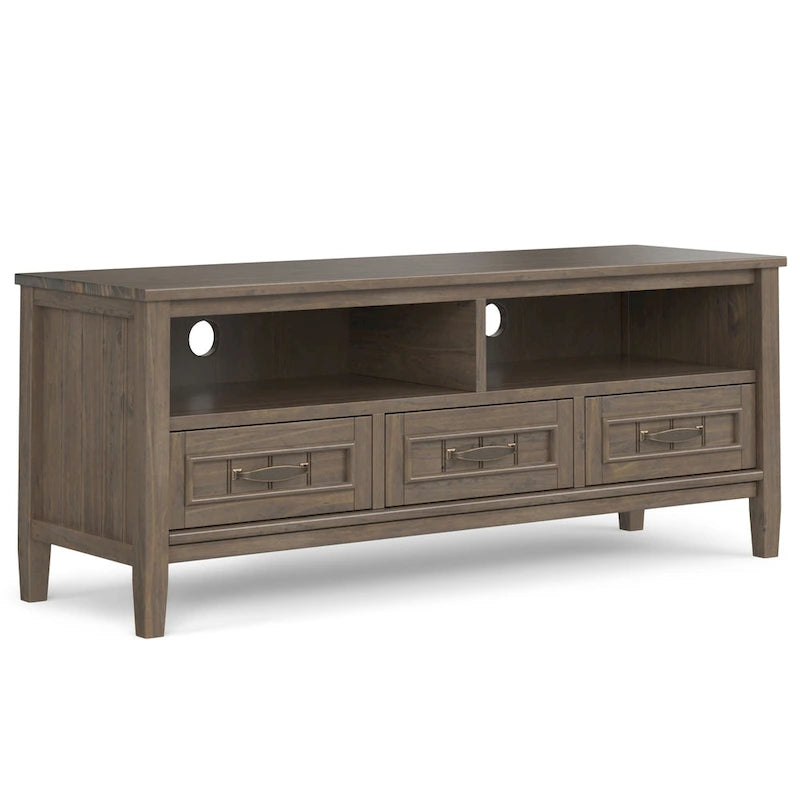 WYNDENHALL Rowan SOLID WOOD 50 Wide Contemporary TV Media Stand in Smoky Brown For TVs upto 55 inches - 16d x 50 w x 20h