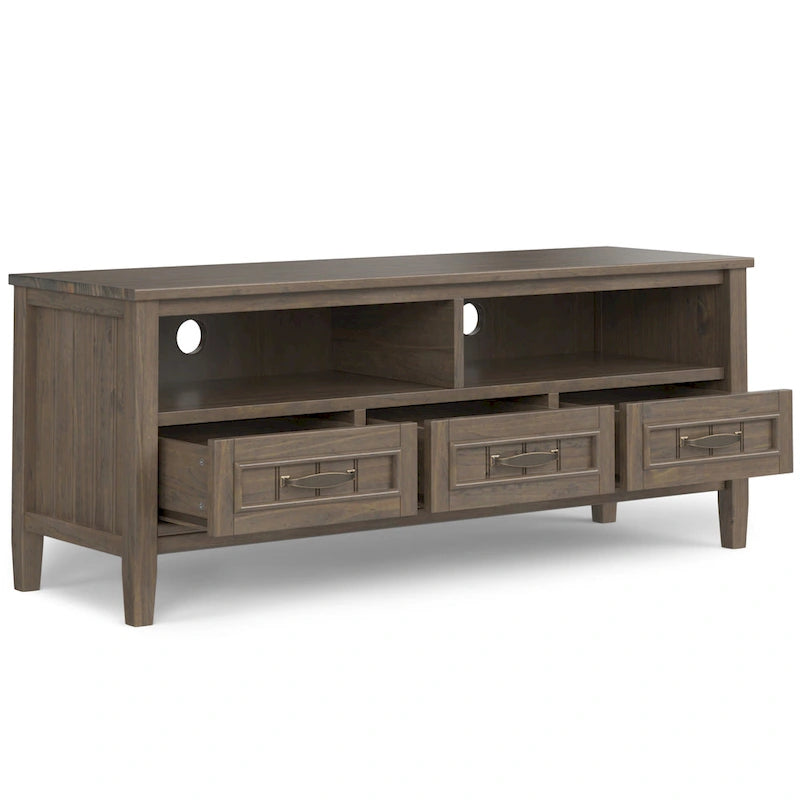 WYNDENHALL Rowan SOLID WOOD 50 Wide Contemporary TV Media Stand in Smoky Brown For TVs upto 55 inches - 16d x 50 w x 20h