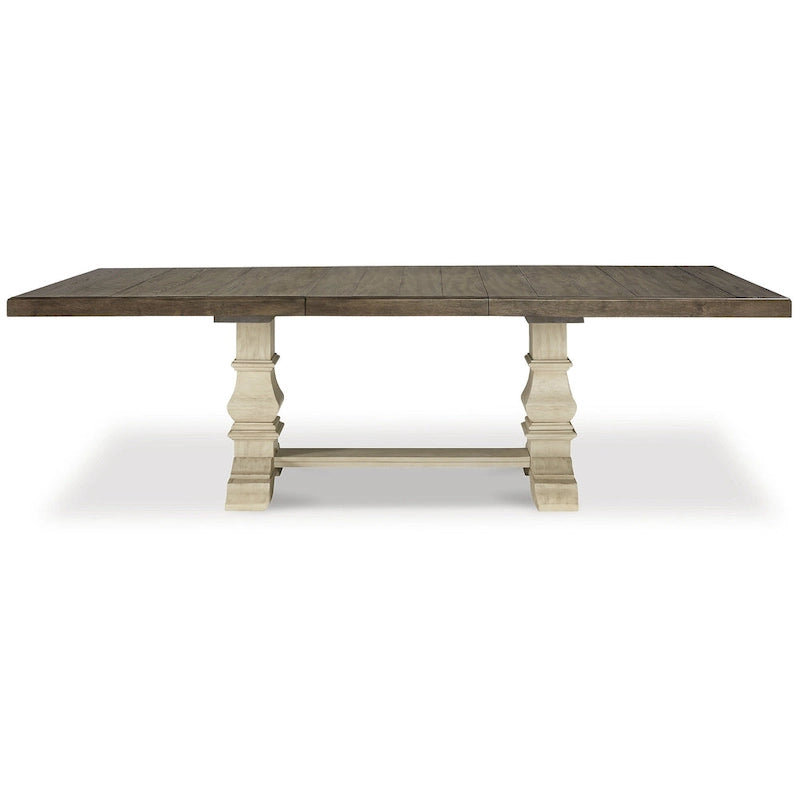 Signature Design by Ashley Bolanburg Brown / Antique White Extension Dining Table - 48W x 103.25D x 28.25H