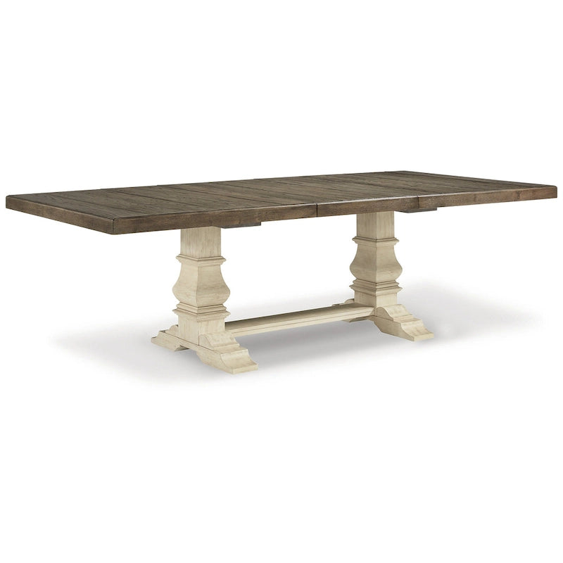 Signature Design by Ashley Bolanburg Brown / Antique White Extension Dining Table - 48W x 103.25D x 28.25H