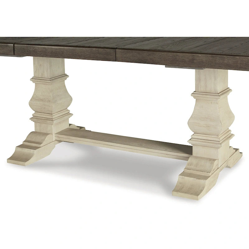Signature Design by Ashley Bolanburg Brown / Antique White Extension Dining Table - 48W x 103.25D x 28.25H
