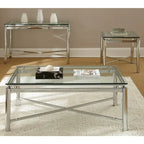 Steve Silver Jules Chrome and Glass End Table