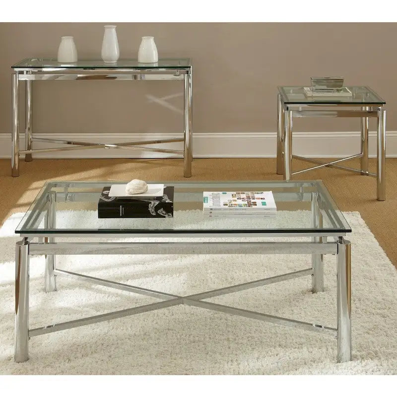 Steve Silver Jules Chrome and Glass End Table