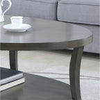 Roundhill Furniture Perth Contemporary Oval Shelf Coffee Table, Gray