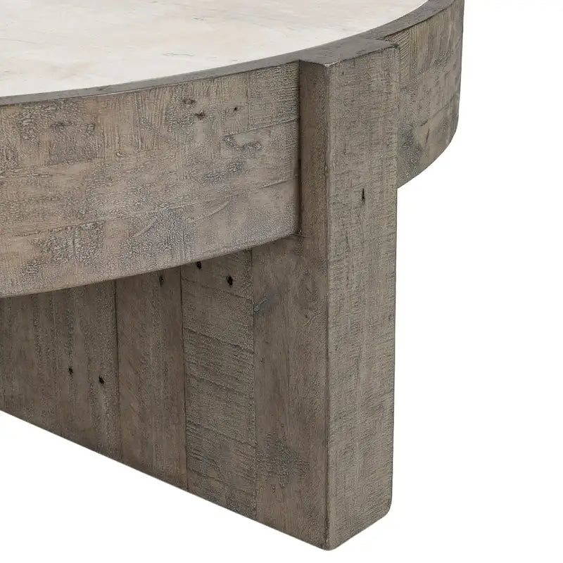 Classic Home Sonoma 52 Round Reclaimed Pine Coffee Table in Distressed Gray