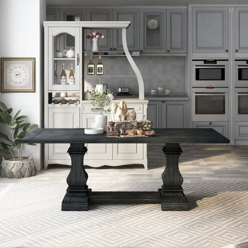 Copper Grove Vinkovci Traditional Antique Black 84-inch Dining Table