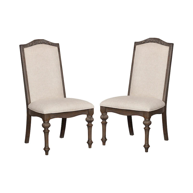 The Gray Barn Cornerways Formal High Back Carved Wood Dining Chairs (Set of 2)