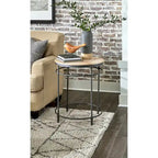 Fenway 22 Mango Solid Wood and Metal Round End Side Table - 22 inches long x 22 inches wide x 25 inches high