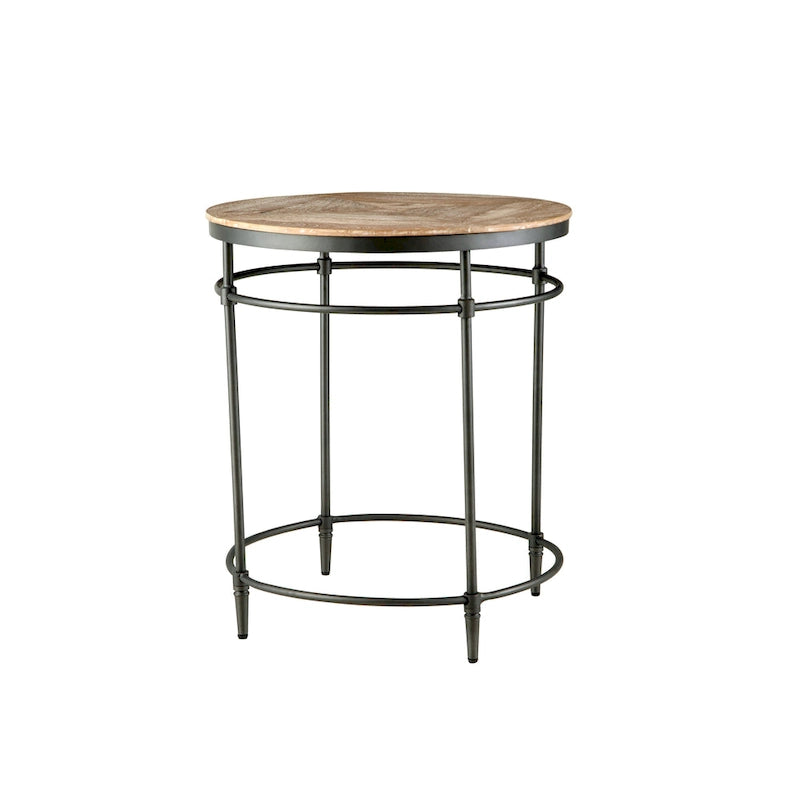 Fenway 22 Mango Solid Wood and Metal Round End Side Table - 22 inches long x 22 inches wide x 25 inches high
