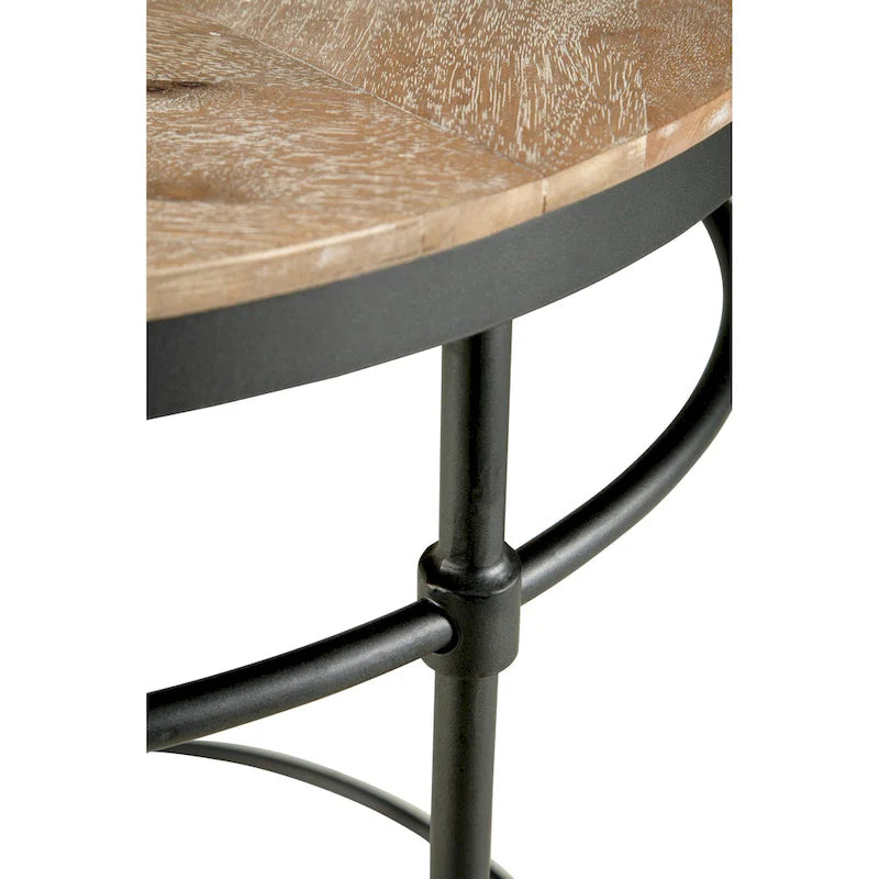 Fenway 22 Mango Solid Wood and Metal Round End Side Table - 22 inches long x 22 inches wide x 25 inches high
