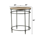 Fenway 22 Mango Solid Wood and Metal Round End Side Table - 22 inches long x 22 inches wide x 25 inches high