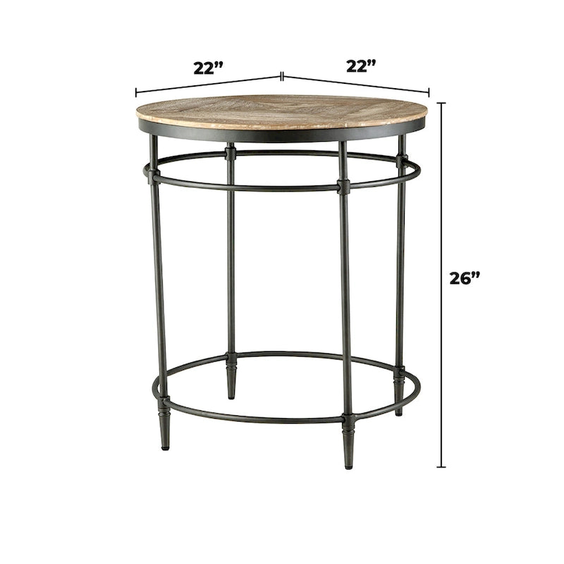 Fenway 22 Mango Solid Wood and Metal Round End Side Table - 22 inches long x 22 inches wide x 25 inches high