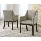 Burkhaus Dark Brown Dining Upholstered Arm Chair, Set of 2 - 21W x 24D x 36H