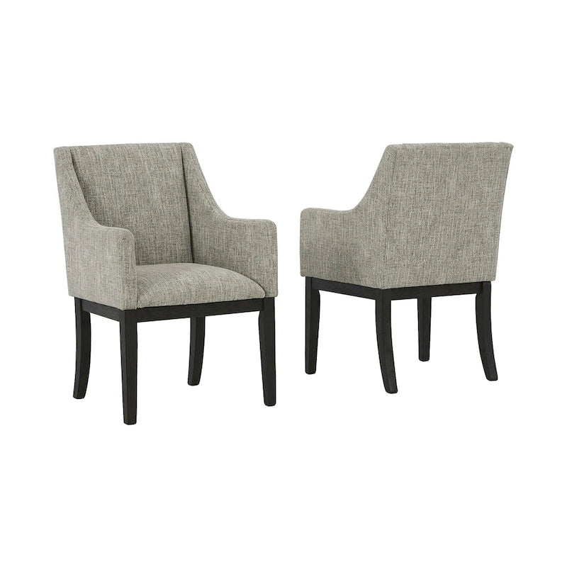 Burkhaus Dark Brown Dining Upholstered Arm Chair, Set of 2 - 21W x 24D x 36H