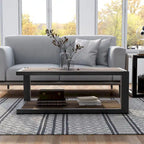 Farrow Dark Walnut and Sand Black 47-inch 1-Shelf Coffee Table by Furniture of America
