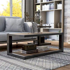 Farrow Dark Walnut and Sand Black 47-inch 1-Shelf Coffee Table by Furniture of America