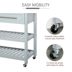 HOMCOM Kitchen Island Stainless Steel Top Rolling Utility Cart with Drawers, Shelves - Grey