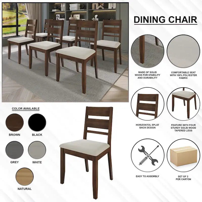 CraftPorch Elegant Wooden Dining Chairs (Set of 2) - N/A