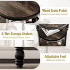 Round End Table with Storage Shelf and Metal Frame Industrial