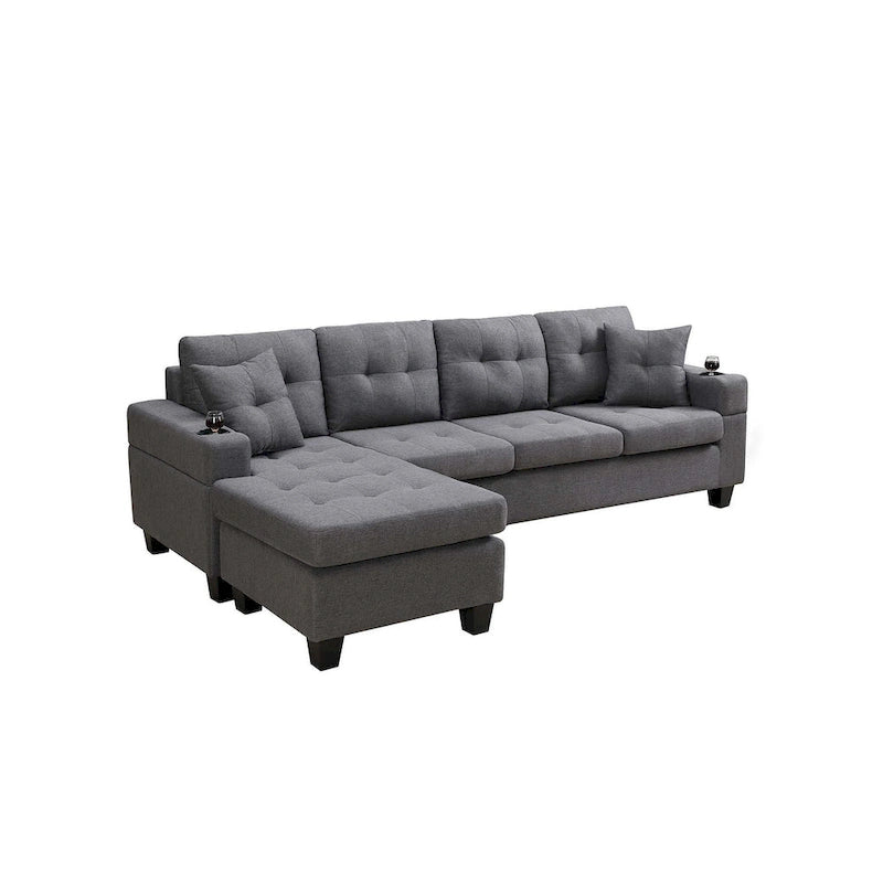 Living room sofa with convertible chaise longue