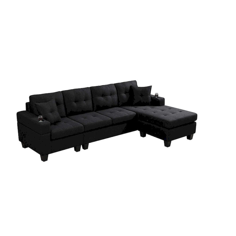 Living room sofa with convertible chaise longue
