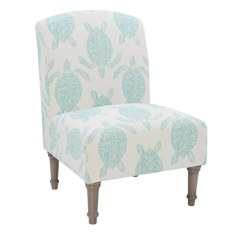 Terrapin Upholstered Turtle Pattern Accent Chair