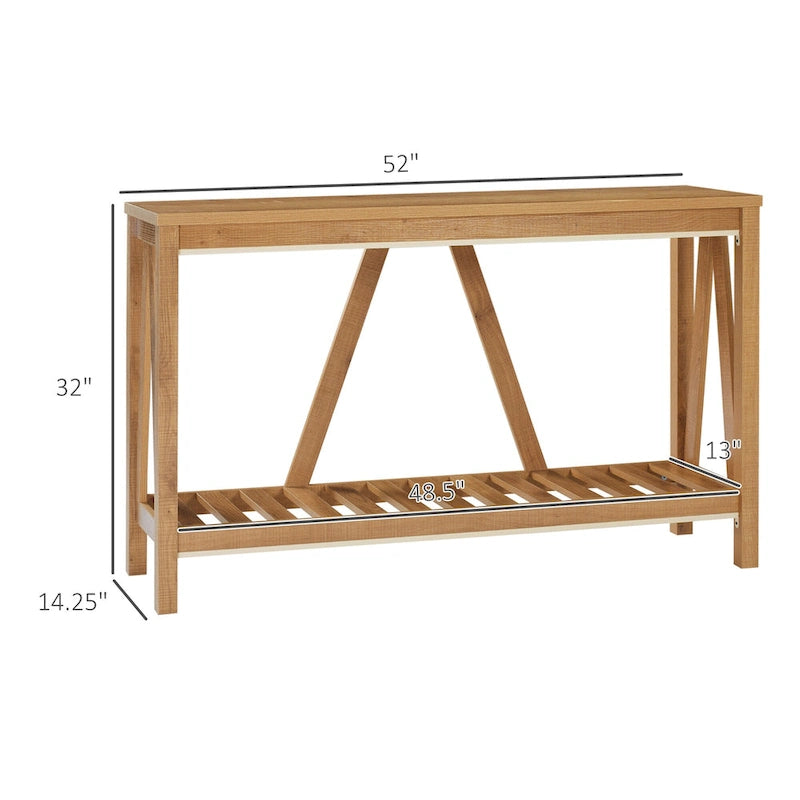 HOMCOM Farmhouse Console Table with Storage Shelf