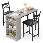 Modern Expandable Dining Table Set with 3 Storage - N/A