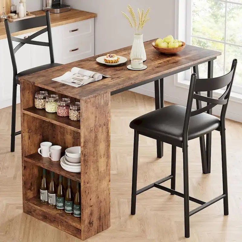 Modern Expandable Dining Table Set with 3 Storage - N/A