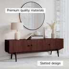 Living Skog Chelsea Brown TV Stand Fits for TV's up to 65 in. with Slatted Design and Wood Legs